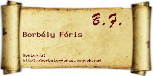 Borbély Fóris névjegykártya